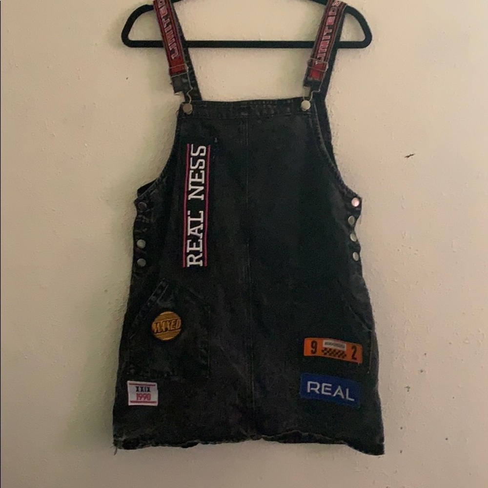 Black denim Overall dress